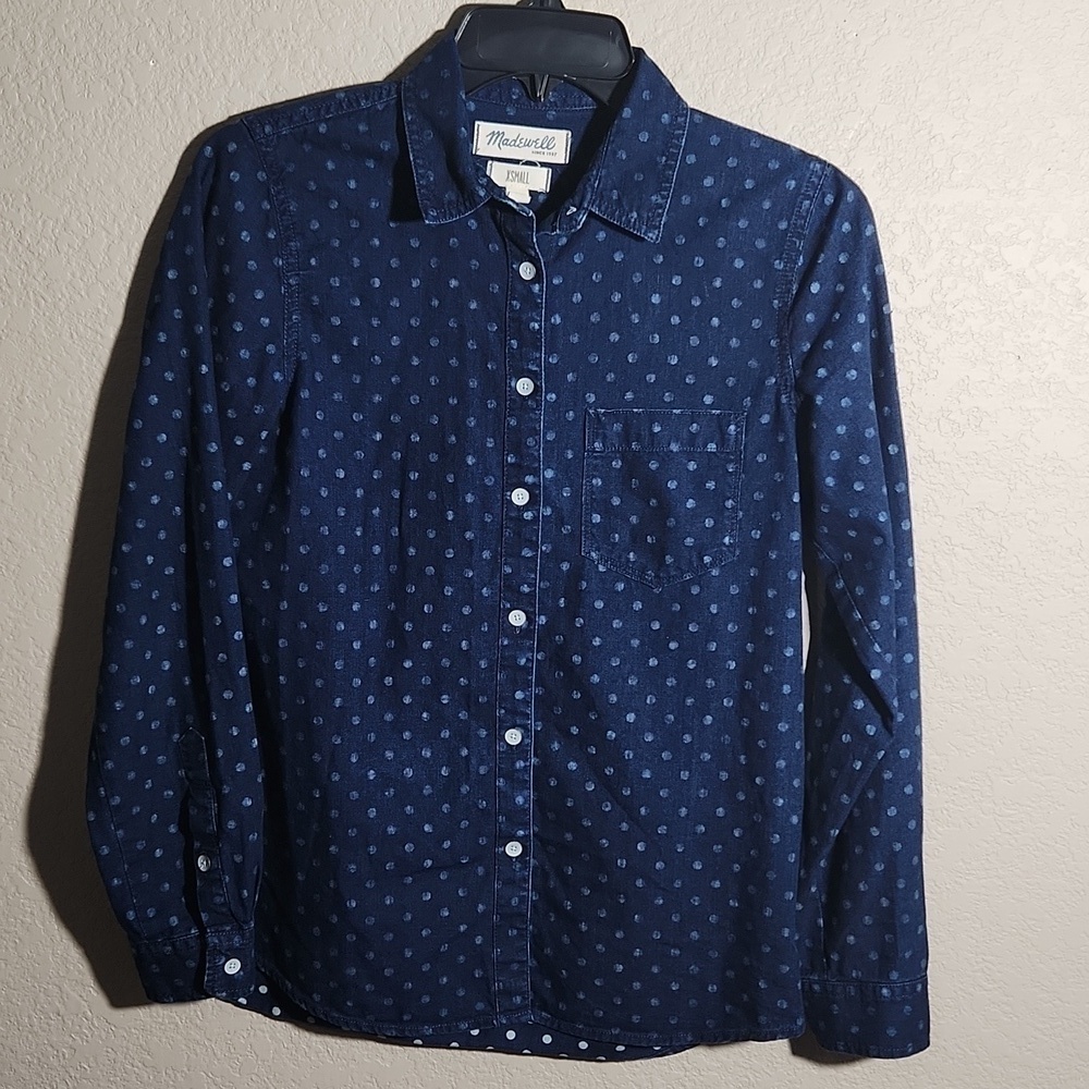 Madewell Shirt Size XS Womens button down longsleeve shirt polka-dot cotton